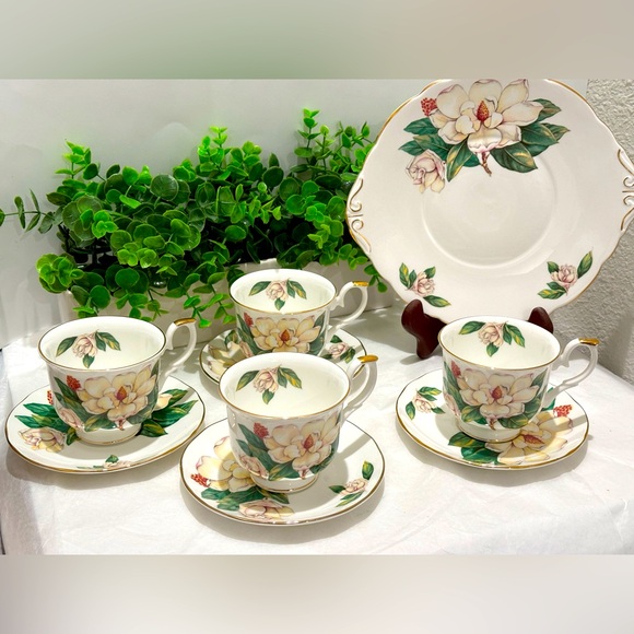 Allyn Nelson Tea Cup, Saucer & Plate Fine English Bone China Floral Yellow/White - Picture 1 of 14